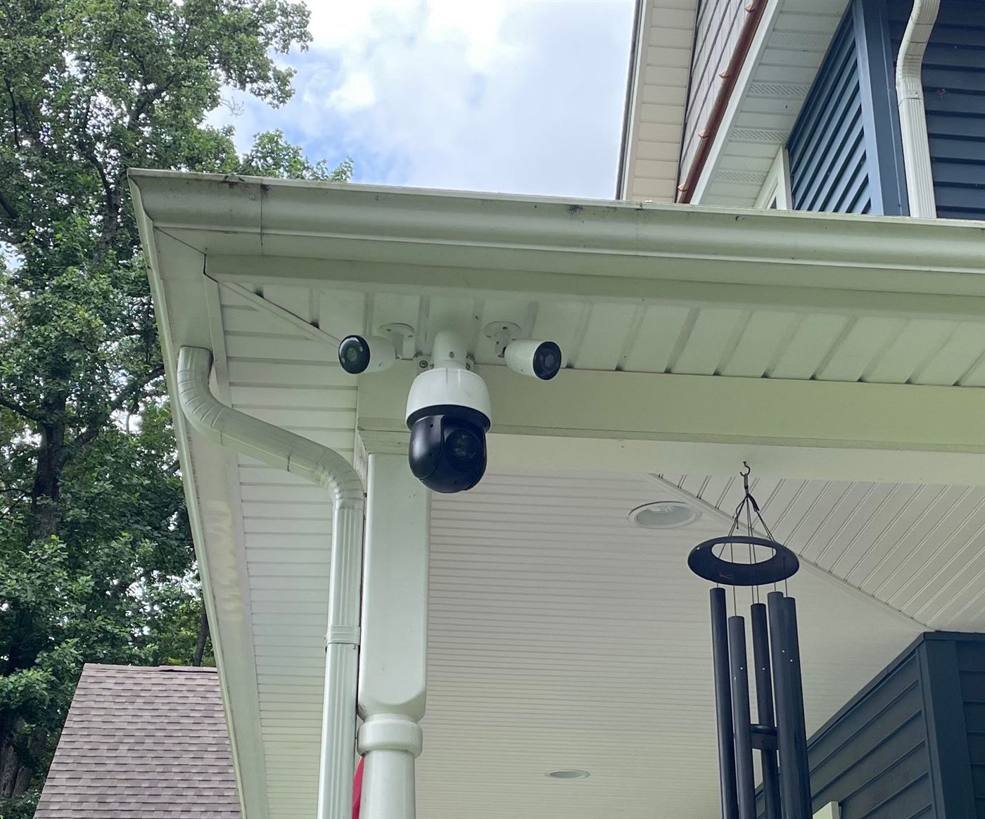 HD security cameras installed under a home's eave by All Year Security